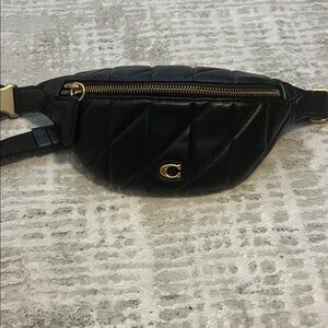 Coach black quilted leather belt bag